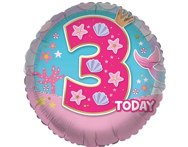 18in AGE 3 FEMALE FOIL BALLOON