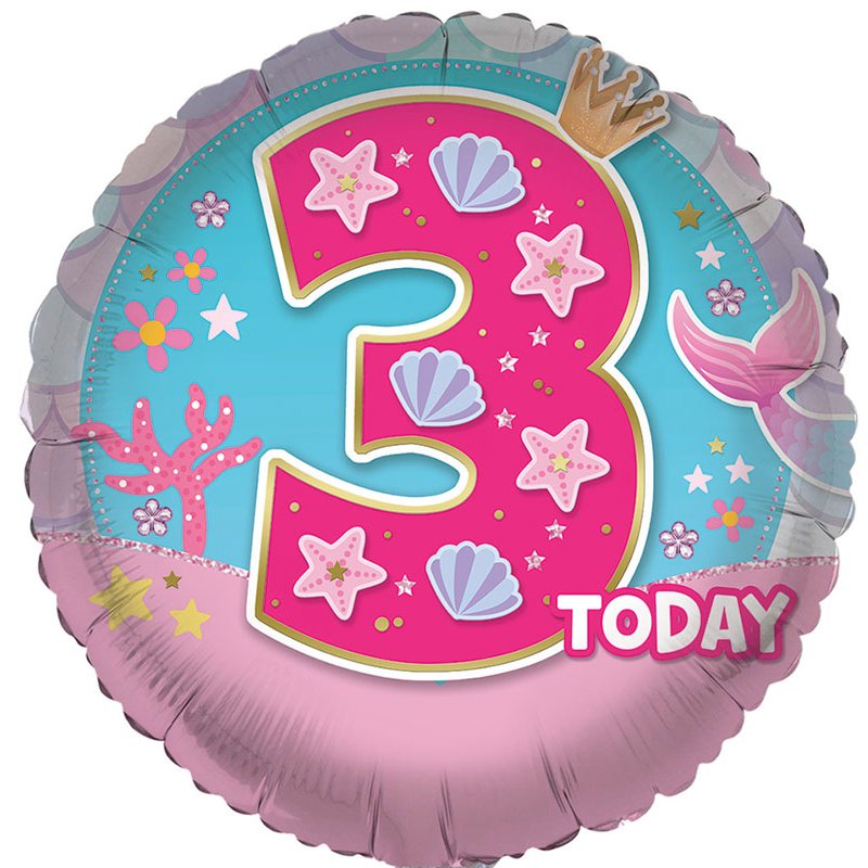 18in AGE 3 FEMALE FOIL BALLOON