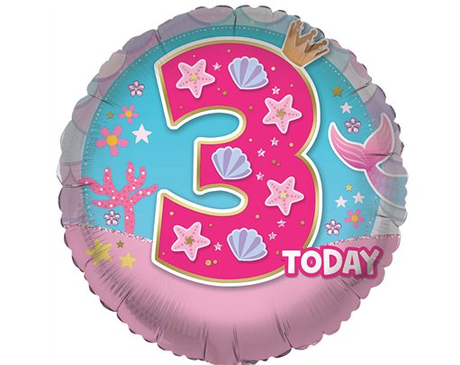 18in AGE 3 FEMALE FOIL BALLOON
