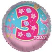 18in AGE 3 FEMALE FOIL BALLOON