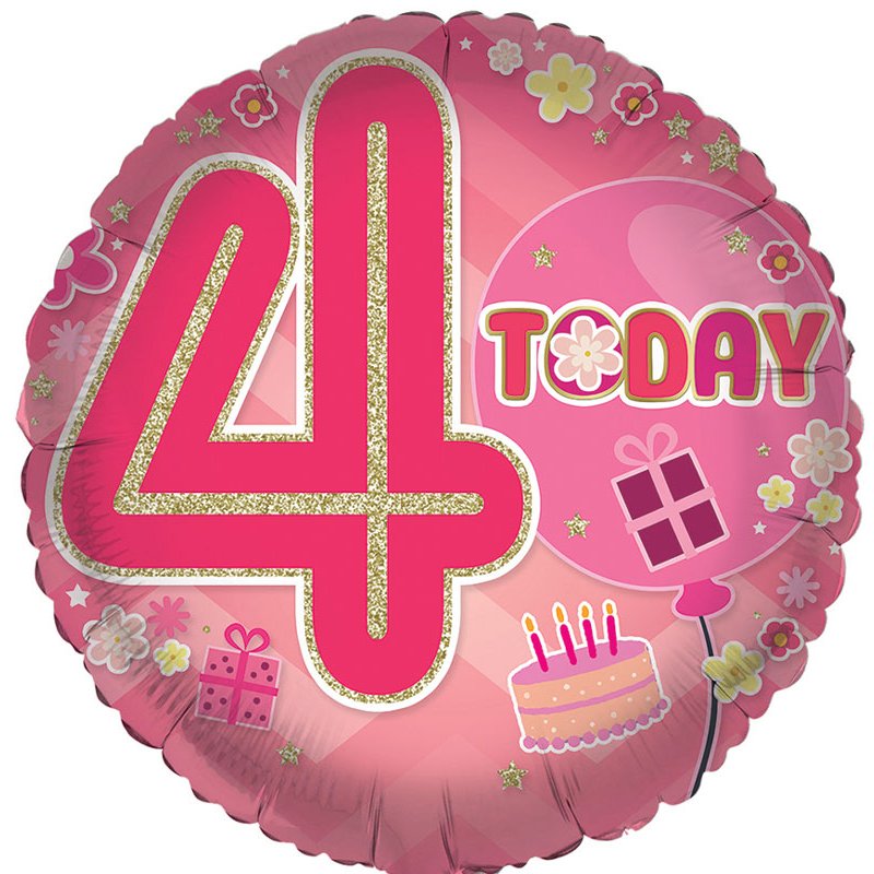 18in AGE 4 FEMALE FOIL BALLOON