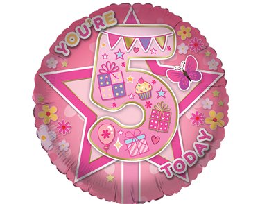 18in AGE 5 FEMALE FOIL BALLOON