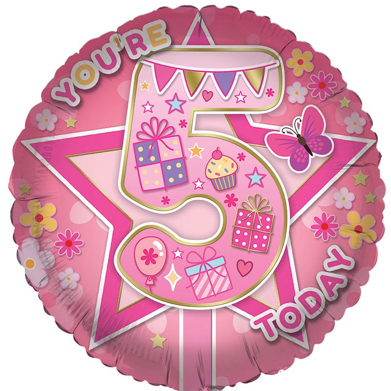 18in AGE 5 FEMALE FOIL BALLOON