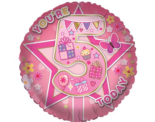 18in AGE 5 FEMALE FOIL BALLOON