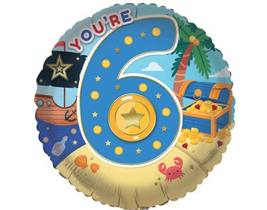 18in AGE 6 MALE FOIL BALLOON