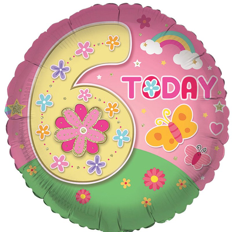 18in AGE 6 FEMALE FOIL BALLOON