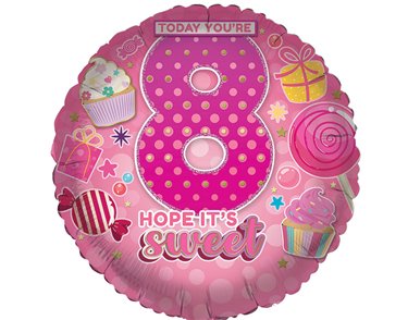 18in AGE 8 FEMALE FOIL BALLOON