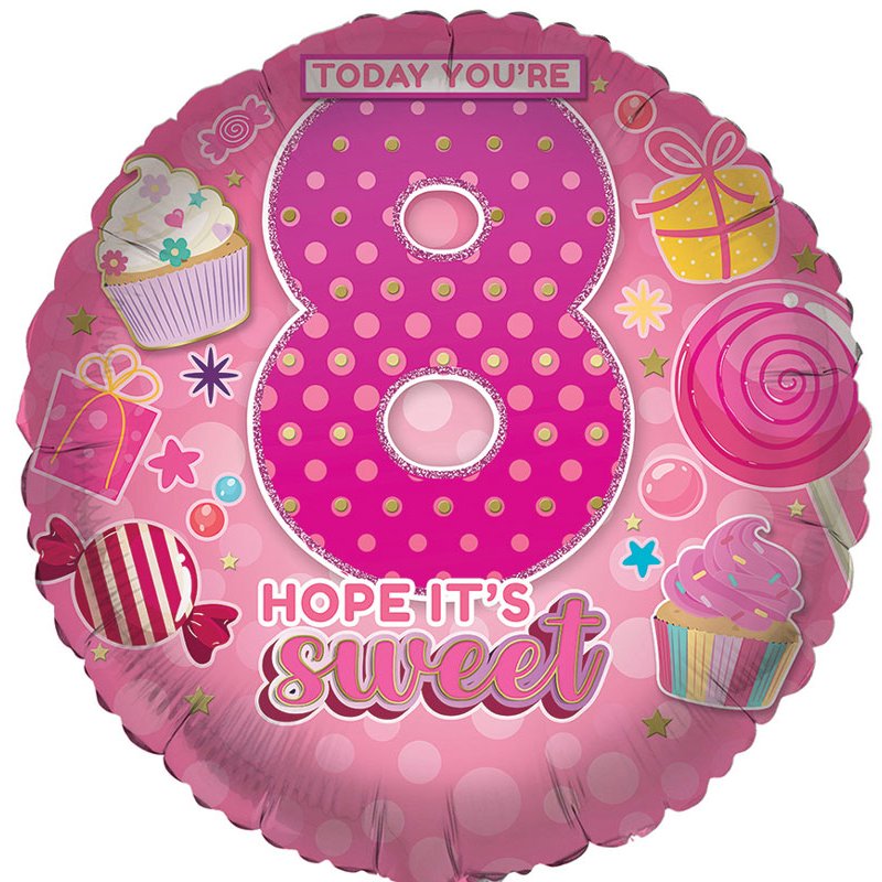 18in AGE 8 FEMALE FOIL BALLOON