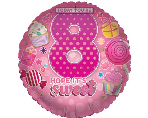 18in AGE 8 FEMALE FOIL BALLOON