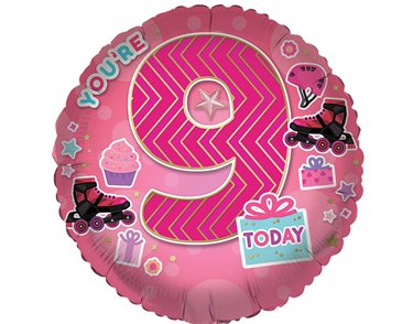 18in AGE 9 FEMALE FOIL BALLOON