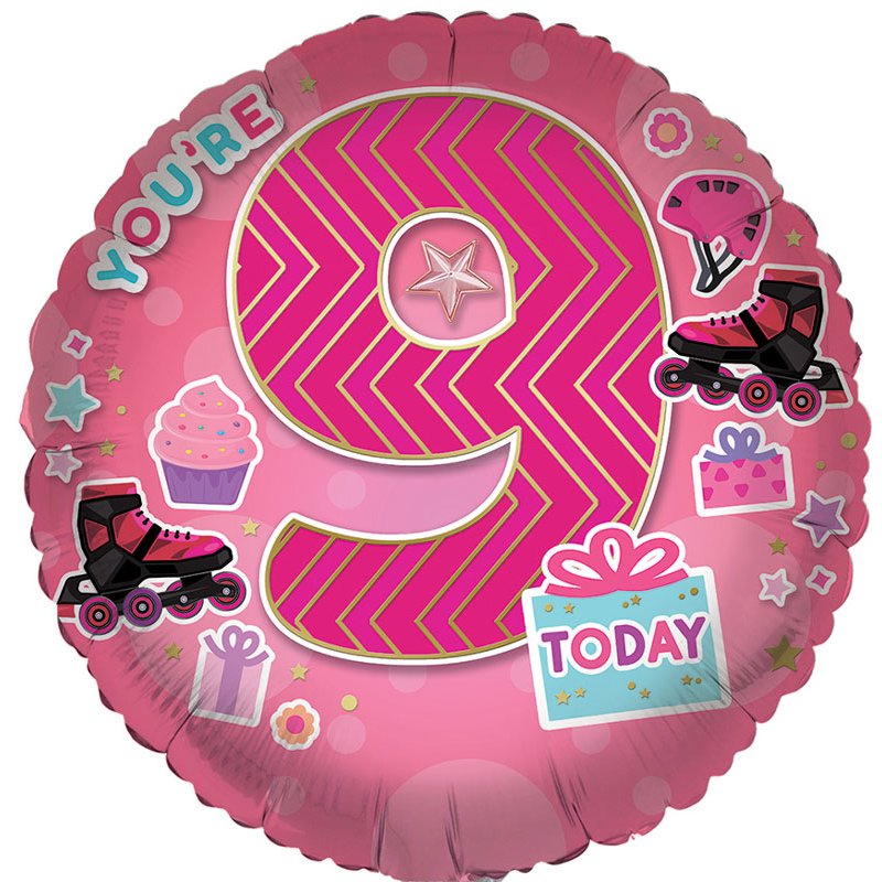 18in AGE 9 FEMALE FOIL BALLOON