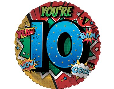 18in AGE 10 MALE FOIL BALLOON