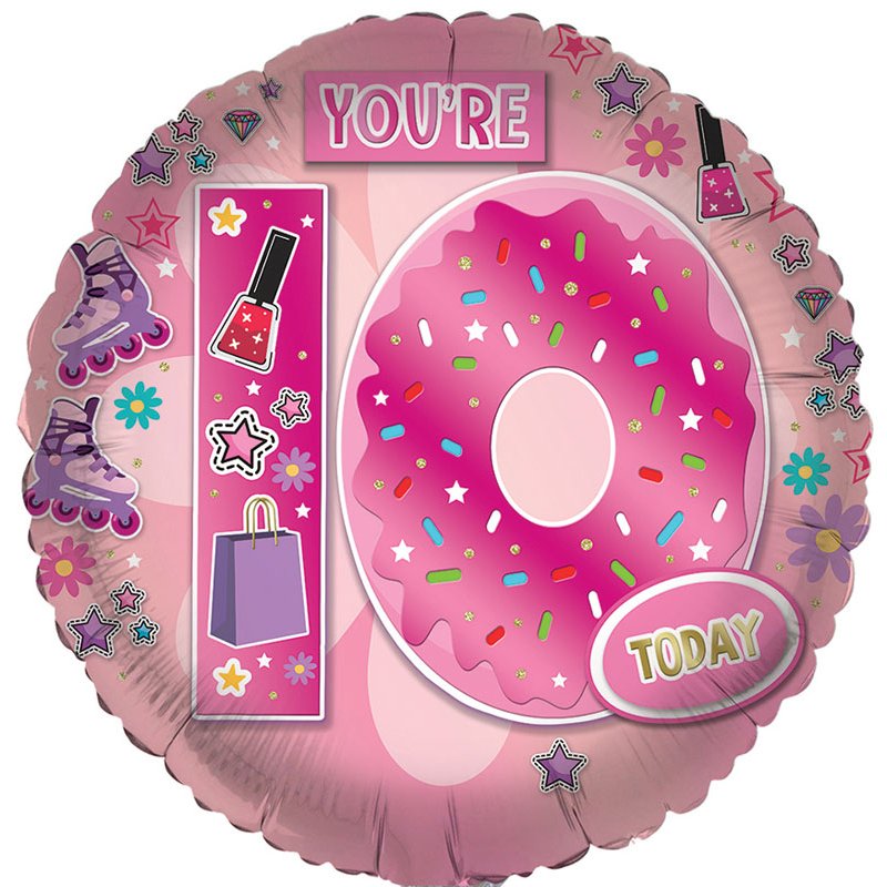 18in AGE 10 FEMALE FOIL BALLOON