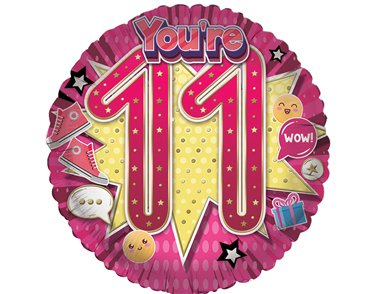 18in AGE 11 FEMALE FOIL BALLOON