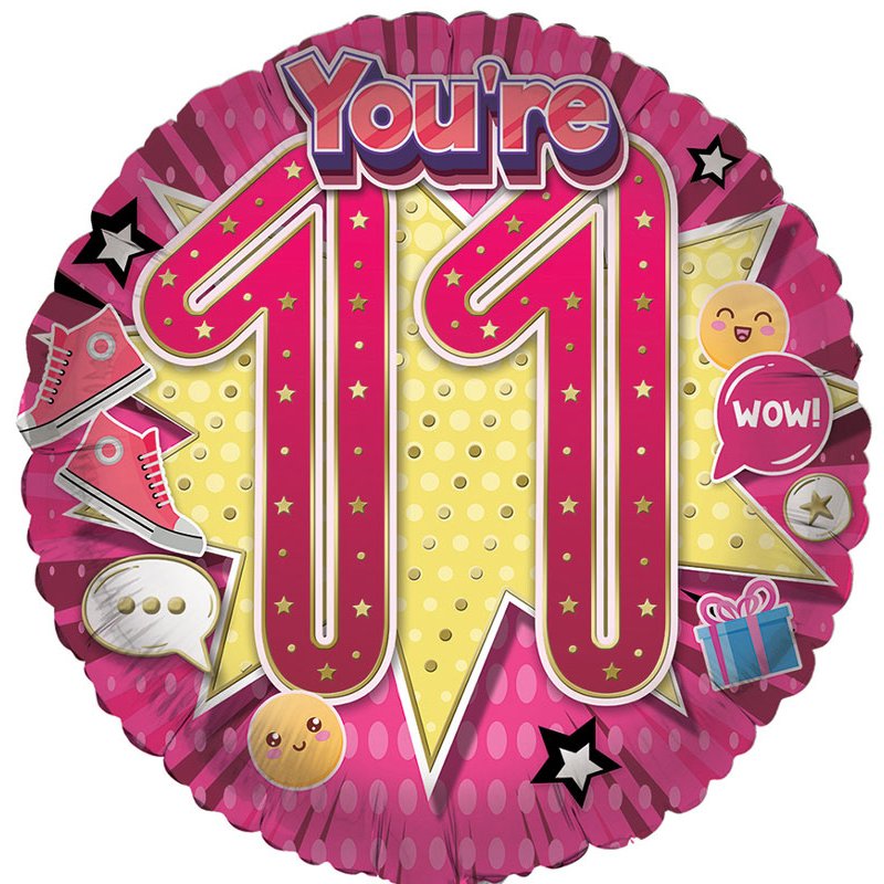 18in AGE 11 FEMALE FOIL BALLOON
