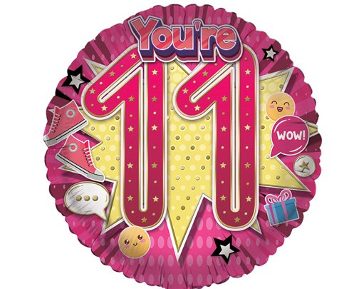 18in AGE 11 FEMALE FOIL BALLOON