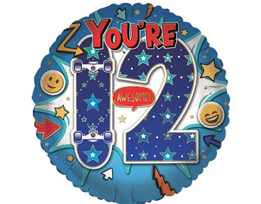 18in AGE 12 MALE FOIL BALLOON