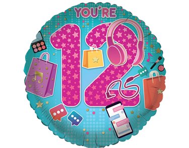 18in AGE 12 FEMALE FOIL BALLOON