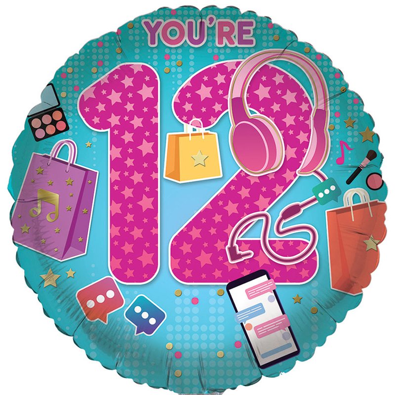 18in AGE 12 FEMALE FOIL BALLOON