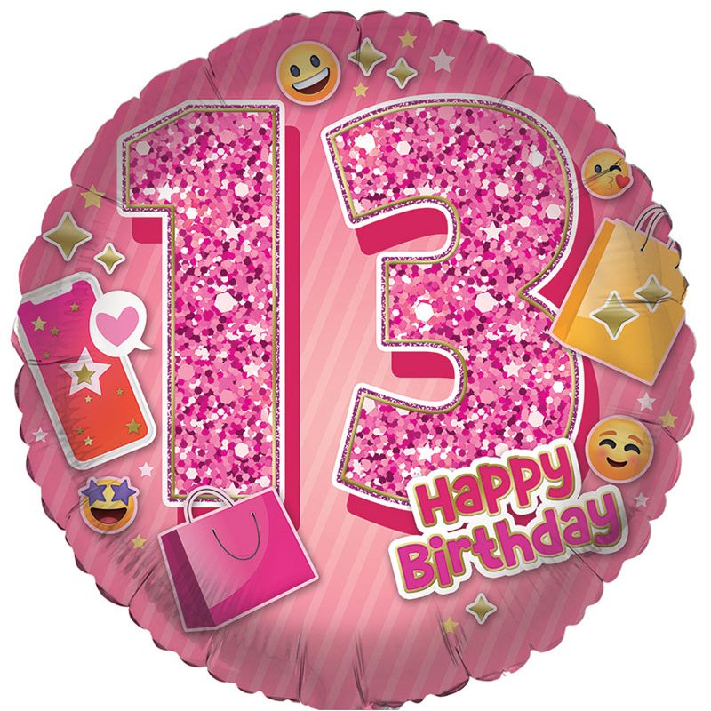 18in AGE 13 FEMALE FOIL BALLOON