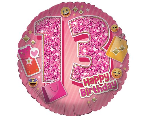 18in AGE 13 FEMALE FOIL BALLOON