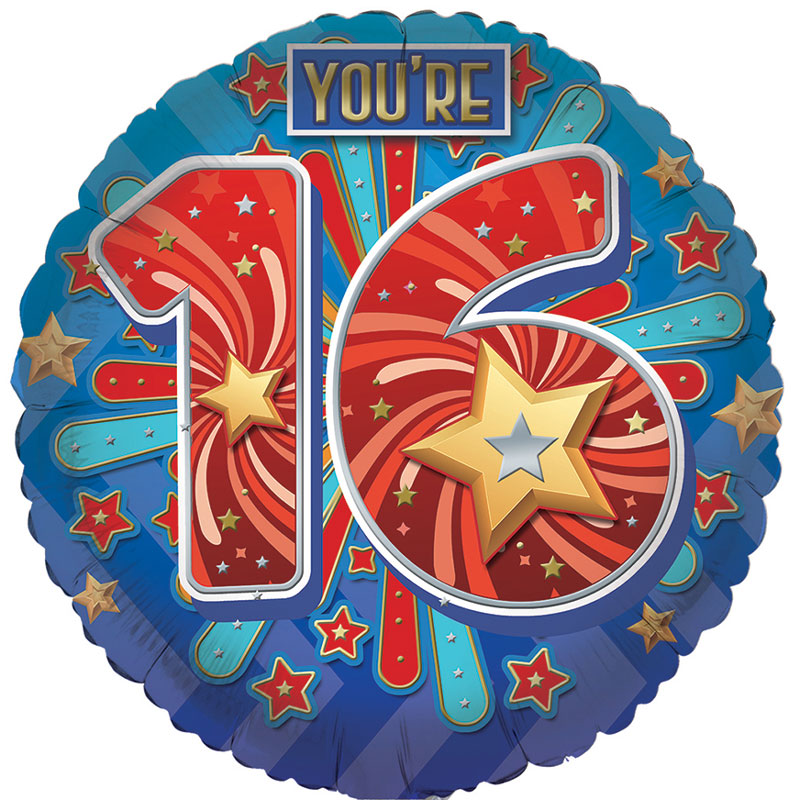 18in AGE 16 MALE FOIL BALLOON