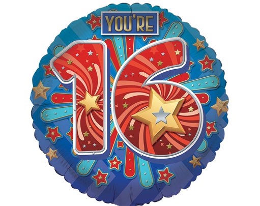 18in AGE 16 MALE FOIL BALLOON
