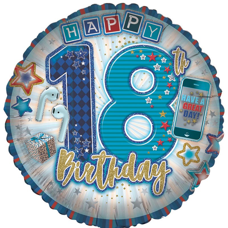 18in AGE 18 MALE FOIL BALLOON