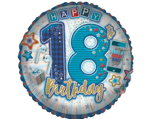 18in AGE 18 MALE FOIL BALLOON