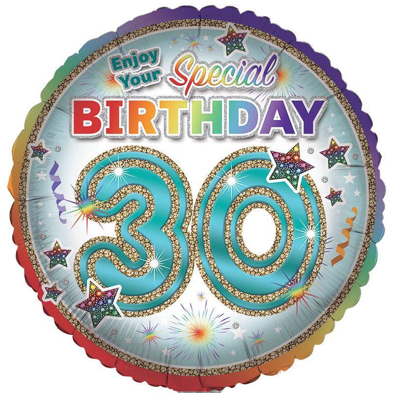 18in AGE 30 GENERIC FOIL BALLOON