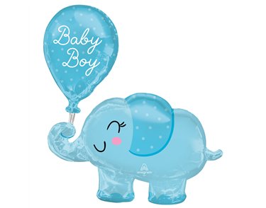 BABY BOY ELEPHANT SUPERSHAPE FOIL BALLOON