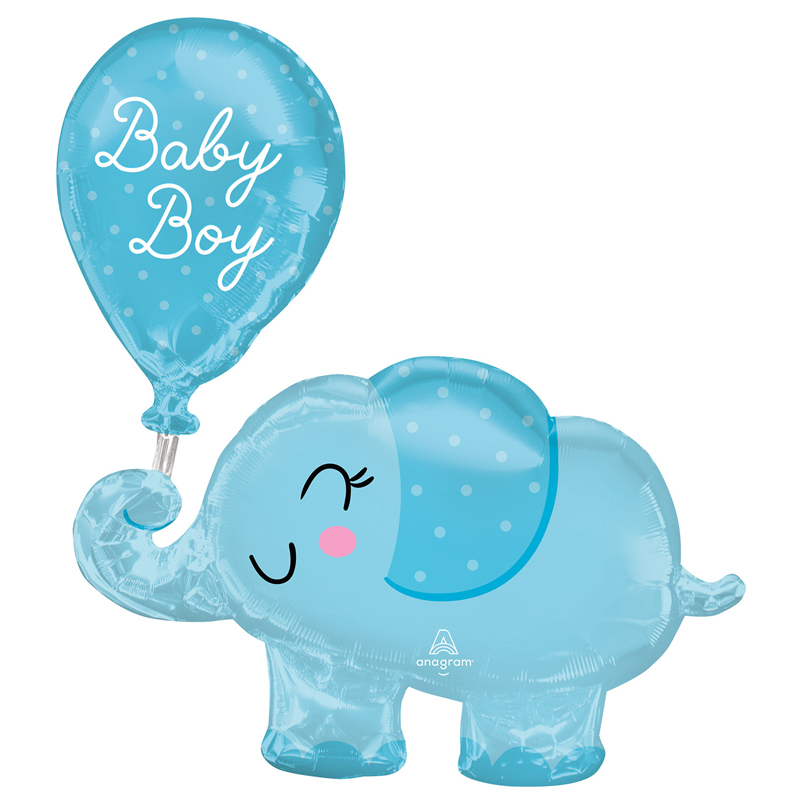 BABY BOY ELEPHANT SUPERSHAPE FOIL BALLOON