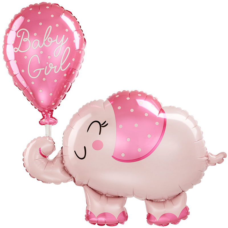 BABY GIRL ELEPHANT SUPERSHAPE FOIL BALLOON