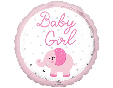 18in BABY GIRL ELEPHANT FOIL BALLOON