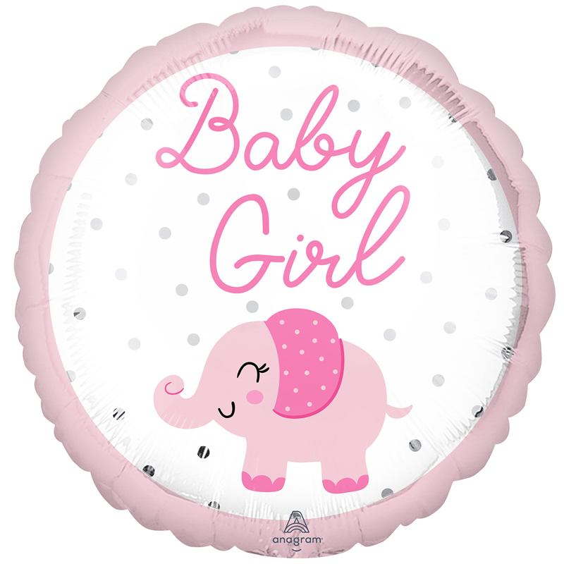 18in BABY GIRL ELEPHANT FOIL BALLOON