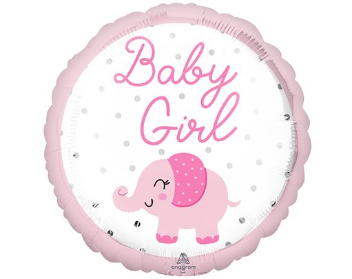 18in BABY GIRL ELEPHANT FOIL BALLOON