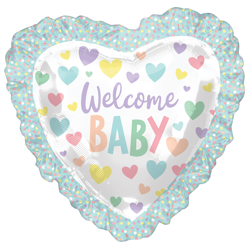 BABY RUFFLE HEART SUPERSHAPE FOIL BALLOON
