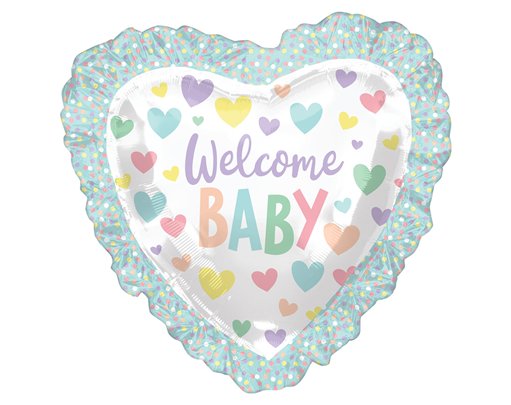 BABY RUFFLE HEART SUPERSHAPE FOIL BALLOON