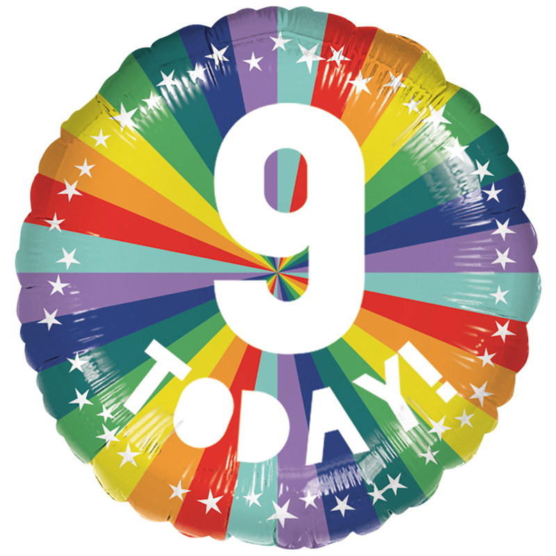 18in 9 TODAY BIRTHDAY BRIGHTS FOIL BALLOON
