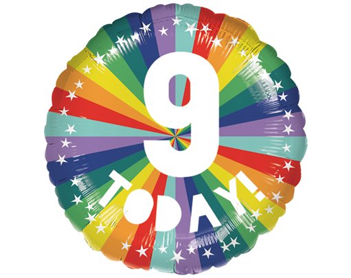 18in 9 TODAY BIRTHDAY BRIGHTS FOIL BALLOON