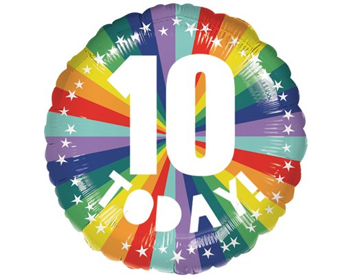 18in 10 TODAY BIRTHDAY BRIGHTS FOIL BALLOON