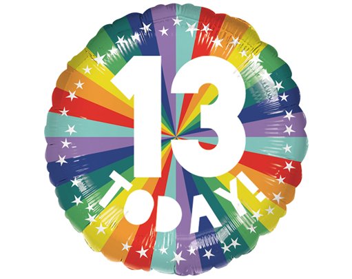 18in 13 TODAY BIRTHDAY BRIGHTS FOIL BALLOON