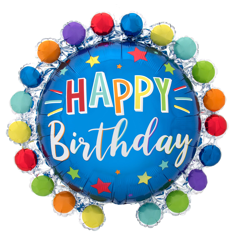 DOT CIRCLE BIRTHDAY SUPERSHAPE FOIL BALLOON