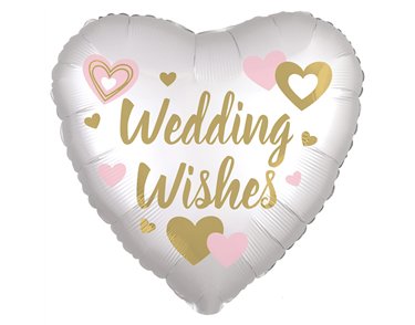 18in WEDDING WISHES WHITE FOIL BALLOON