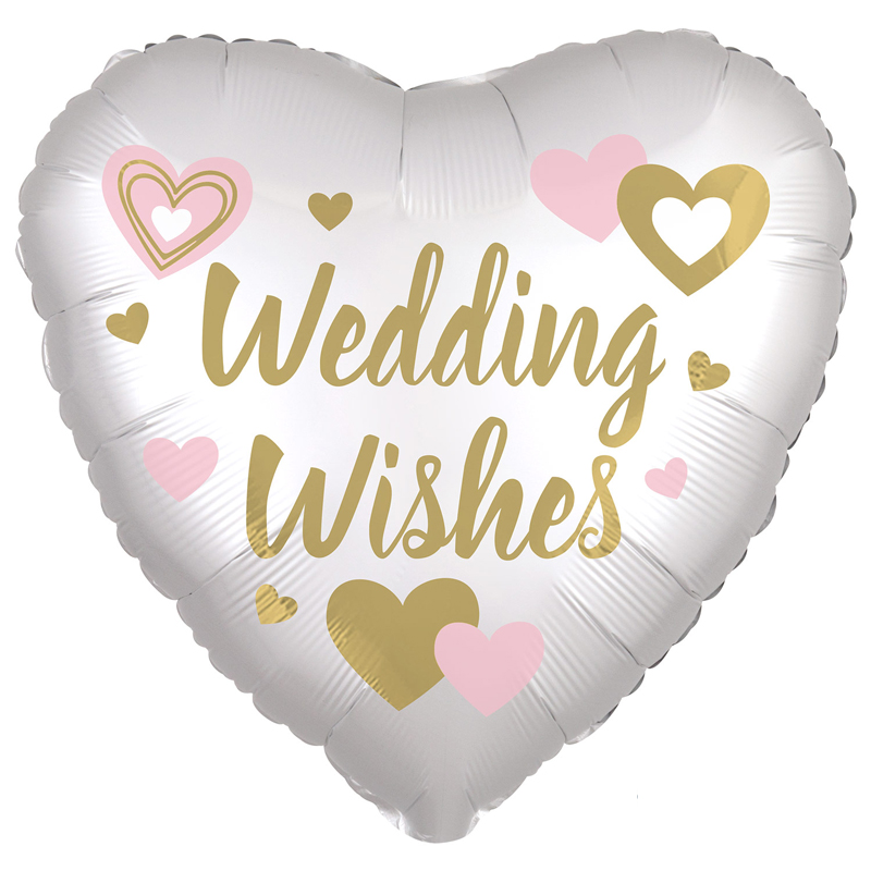 18in WEDDING WISHES WHITE FOIL BALLOON