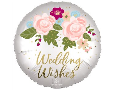 18in WEDDING WISHES FLORAL FOIL BALLOON