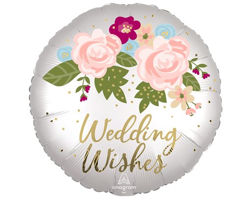 18in WEDDING WISHES FLORAL FOIL BALLOON