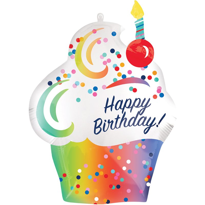 RAINBOW OMBRE CUPCAKE SUPERSHAPE FOIL BALLOON