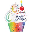 RAINBOW OMBRE CUPCAKE SUPERSHAPE FOIL BALLOON