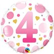 18in AGE 4 PINK DOTS FOIL BALLOON